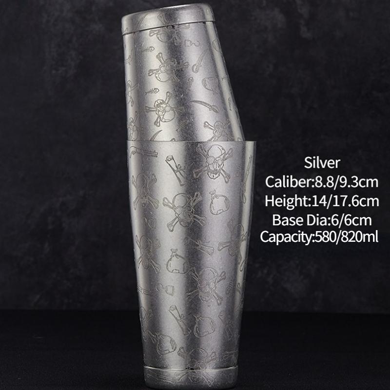 Барный шейкер для коктейлей Бостонский шейкер Нержавеющая сталь Шейкер с гравировкой Барный аксессуар Инструменты бармена Для дома и бара