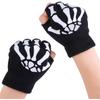1/2/5 Pairs Kids Skeleton Warm Glow in The Dark Fingerless Knitted Gloves Mitten