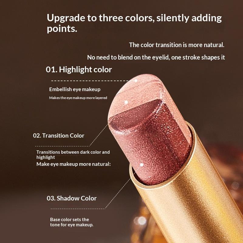 Three Color Eye Shadow Stick Gradient Delicate Shiny Waterproof Glitter Eye Shadow Waterproof Long-Lasting Eye Cosmetics