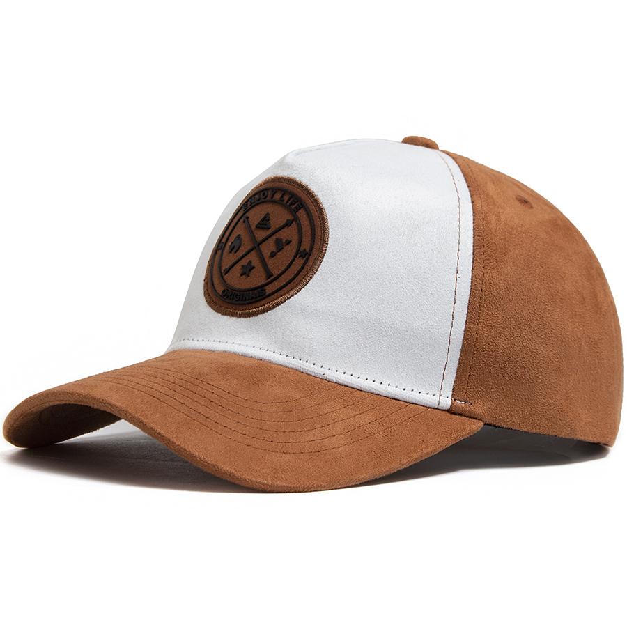 Fashion Circular Leather Label Suede Men's Baseball Cap Spring Autumn Hat For Visor Casual Women Snapback Hip Hop Caps Unisex