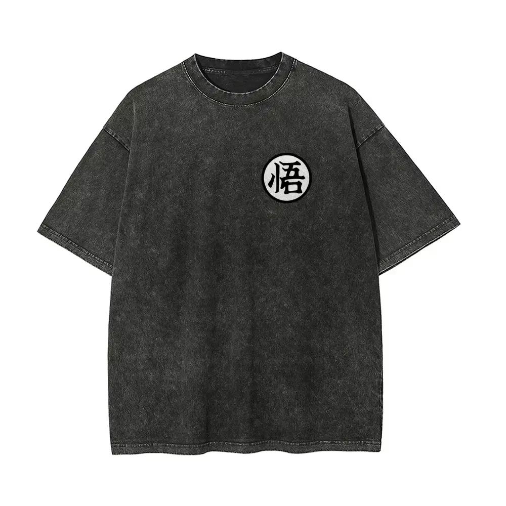 Anime Dragon Ball Cosplay Washed TShirt Cotton Short Sleeve Top Casual Sports Fitness TShirt Mens Harajuku Clothing