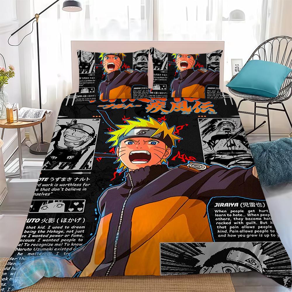 Anime N-Naruto Duvet Cover Set Home Style Bedding Soft Laundry Cotton Bed 3 Piece Set Student Dormitory Gift