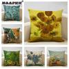 Decorative Cushion Cover Oil Printed Sunflower Pillowcase Living Room Home Decor Custom Van Gogh Throw Pillow Case