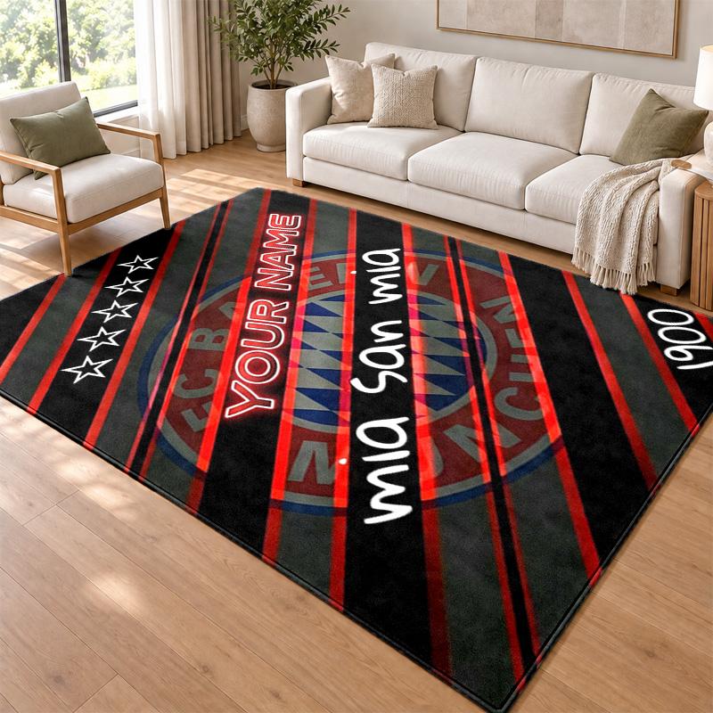 FC Bayern Munchen Custom Name Personalized Rug Non‑Slip Doormat Floor Carpet Housewarming Birthday Gift for Family Friends