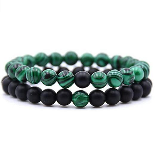 Матовые браслеты для пары из камней Тигровый глаз и Агат - Бусины 8 мм, Студенческий стиль