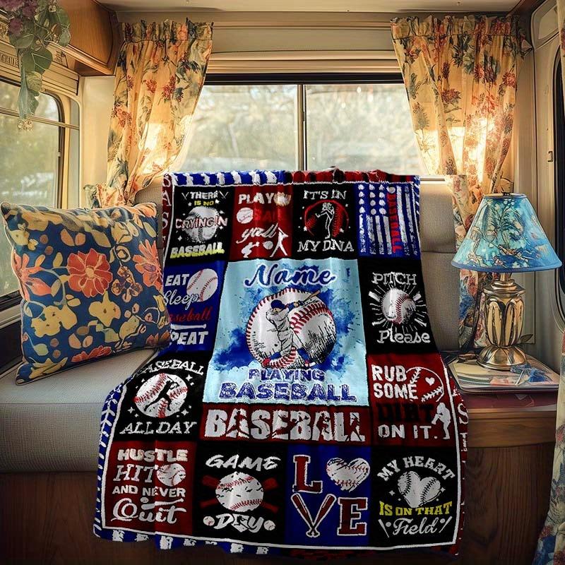Like Baseball Rv Customize Your Name Blanket Is Suitable For Rv Camping Traveling Rv Home Soft And Warm Rv Interior Blanket Suitable For Gifts To