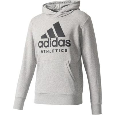 adidas Спорт Хай Атлетикс Пуловер с капюшоном Буквенный Длинный рукав Толстовка Мужская толстовка Серый B47375