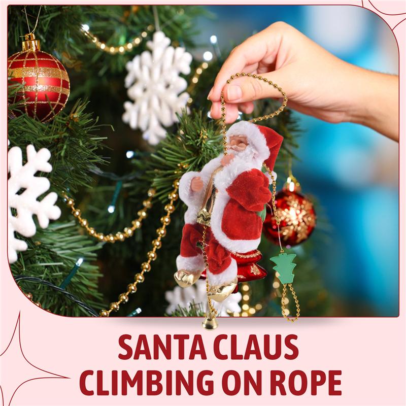 Happy New Christmas Decorations Santa Claus Automatic Climbing On Rope For Home Indoor Shop Xmas Gift Wall Window