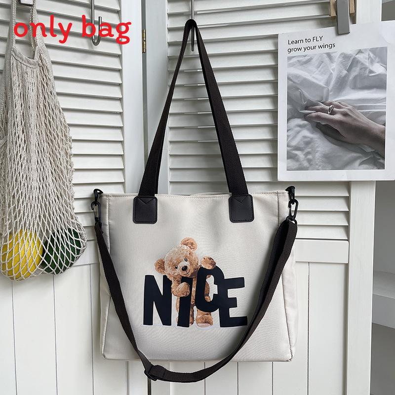Oxford Canvas Tote Bag For Women With Letter Print Soft Shoulder Daily Use