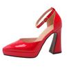 Patent Leather Women 'S High Heel Sandals Spring Summer Fashion New Hollow Pointed Waterproof Platform Mary Janes Shoes