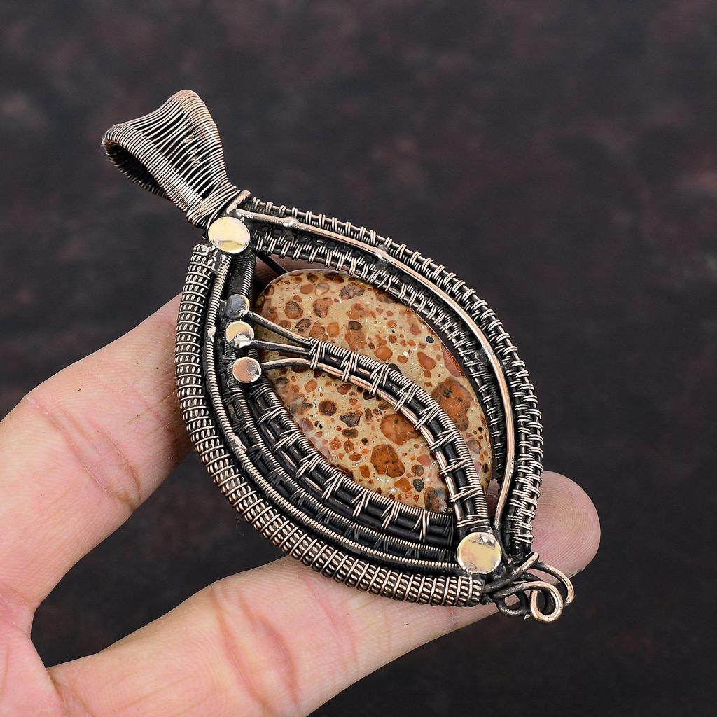 Asteroid Jasper Pendant Copper Wire Wrapped Pendant Dainty Jewelry Handmade Gemstone Pendant Designer Pendant Engagement Gift Copper Jewelry