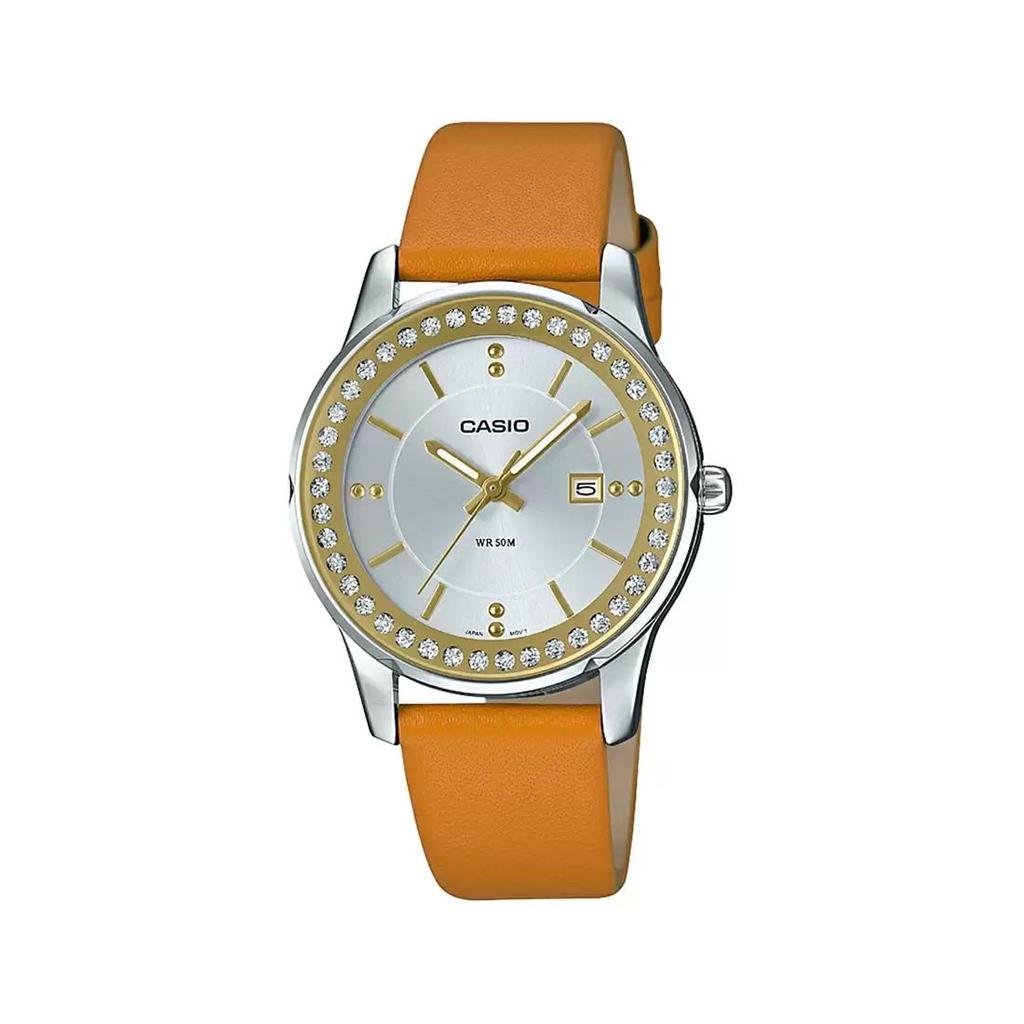Оранжевые аналоговые женские часы, Orange Analog Women's Watch, Casio
