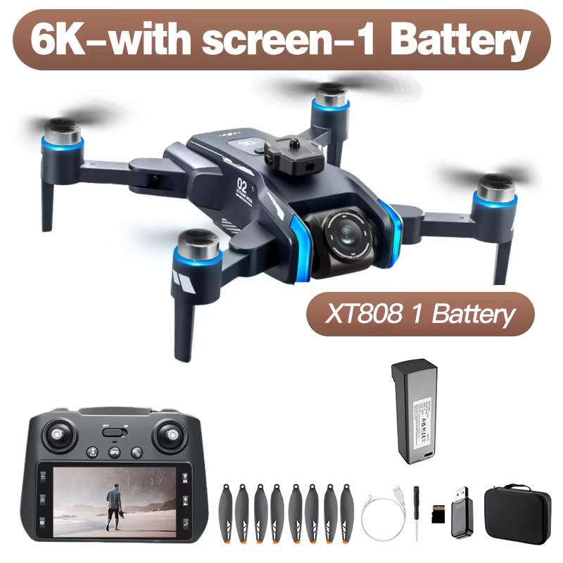 2025 New LYZRC XT808 Drone Screen Display 8K Professional HD Dual Camera 5G Optical Flow GPS Brushless Motor Folding RC Quadcopter Toy