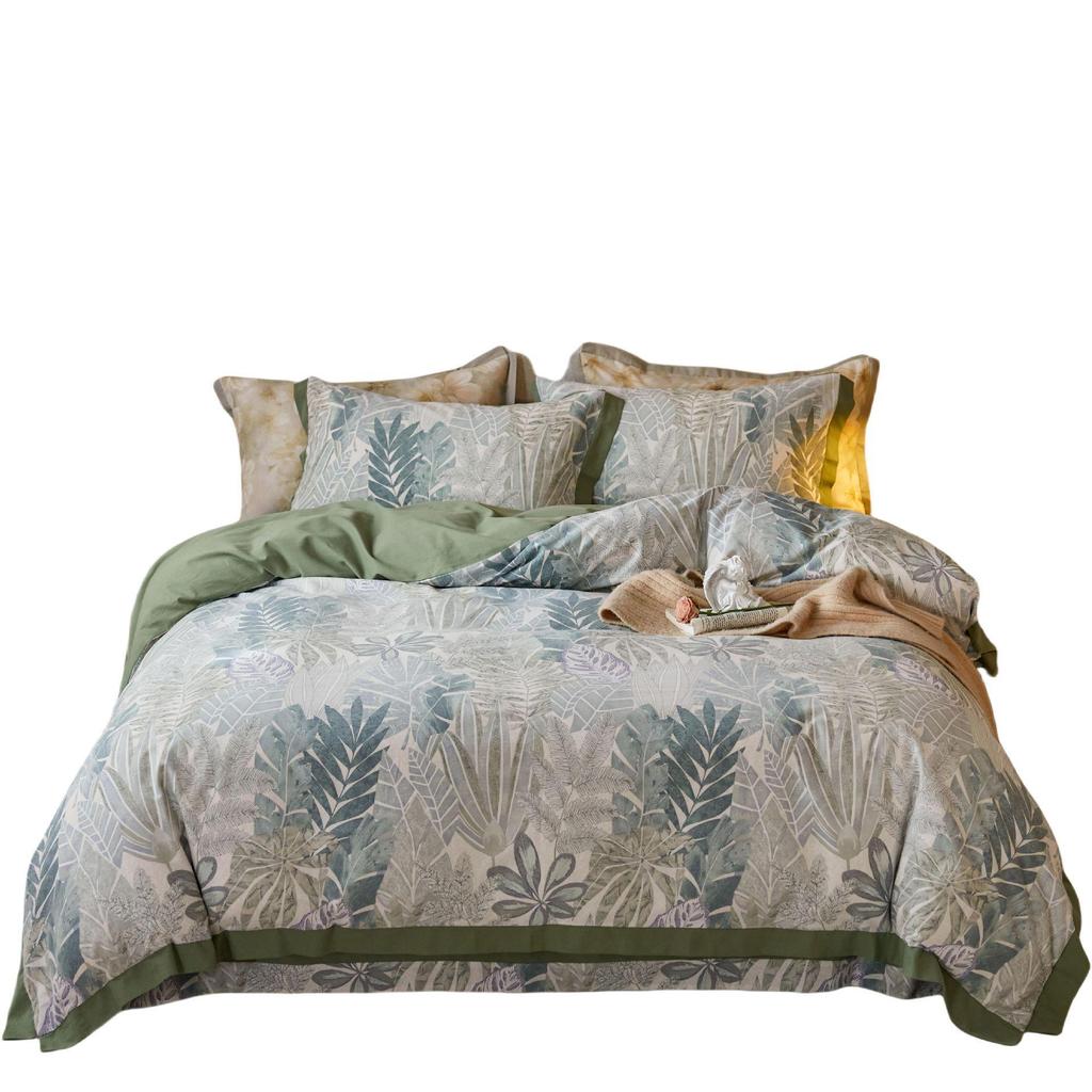 Американский ретро фланелевый постельный комплект из 4 предметов из 100% хлопка - Мягкий, теплый и приятный для кожи для осени/зимы