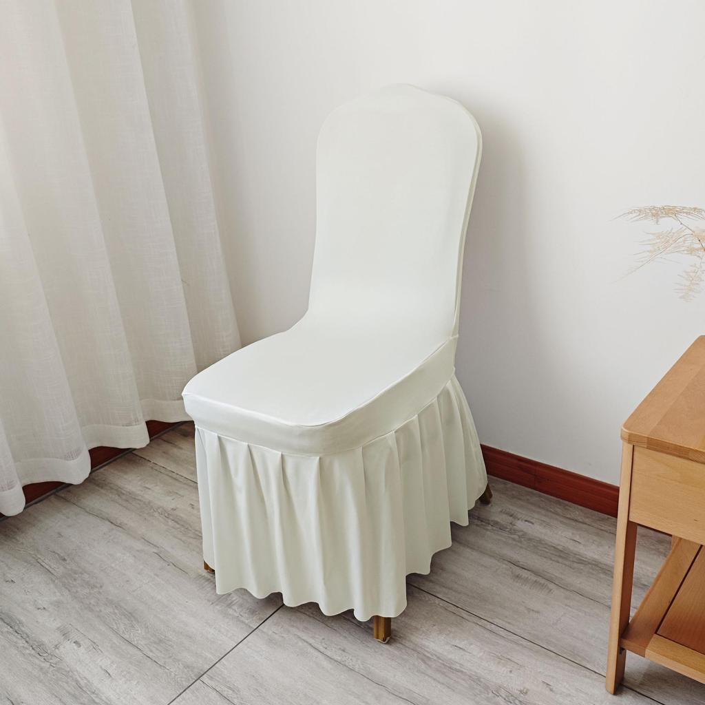 Универсальная эластичная белая юбка-чехол на стул для свадеб и банкетов