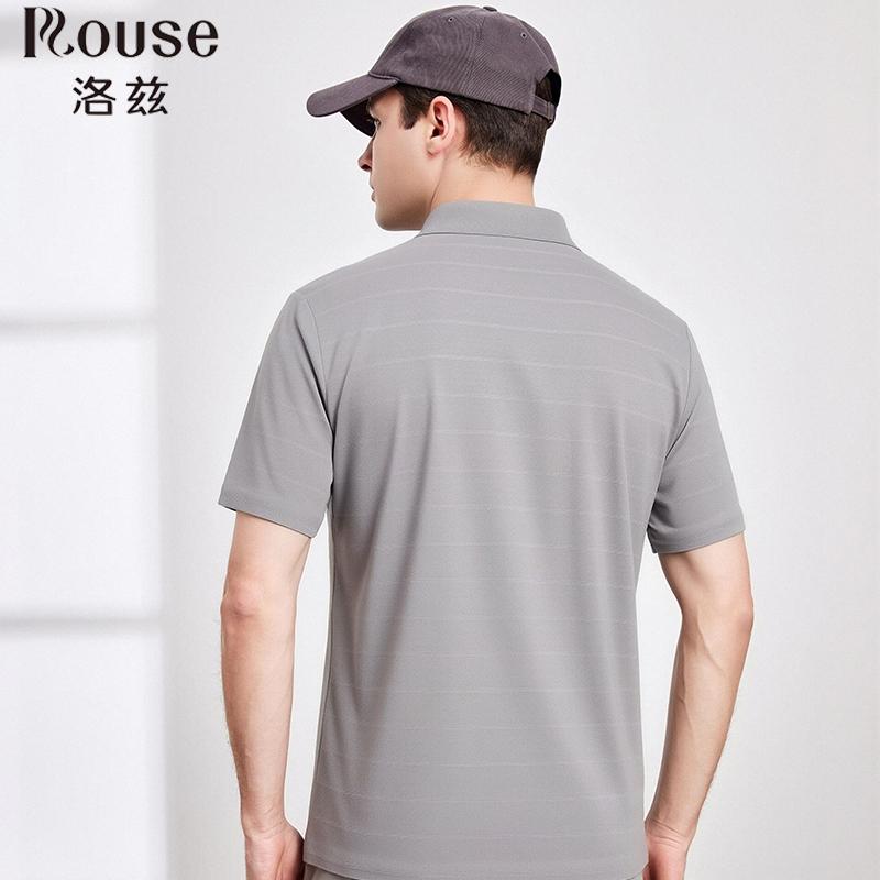 [Acetate Fiber&Mulberry Silk] Short sleeved T-shirt, skin friendly and smooth, solid color, business and casual men's polo shirt