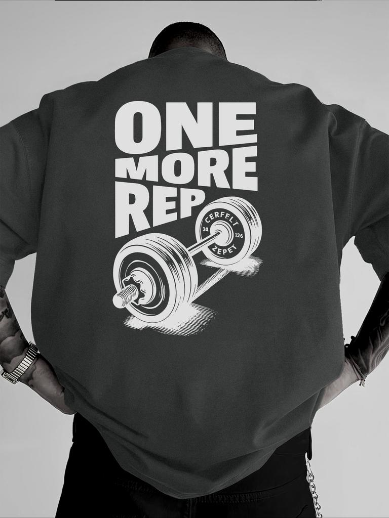 Unisexs Retro Gym Quote Tshirt Cotton Oversized Tee One More Rep Barbell Graphic Design Streetwear Casual Top For Summer