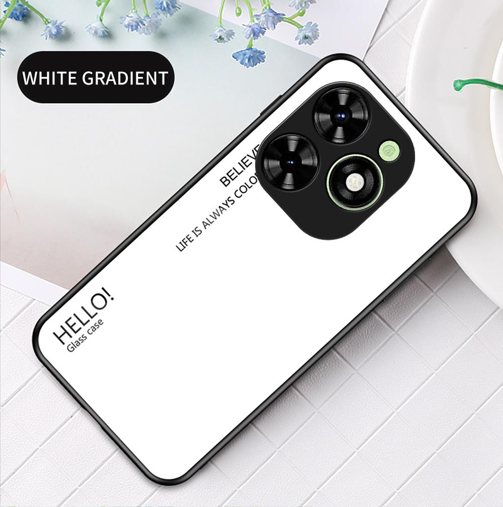 For Infinix Hot 40i Hot40i Case Gradient Aurora Tempered Glass Soft Frame Back Cover Phone Case