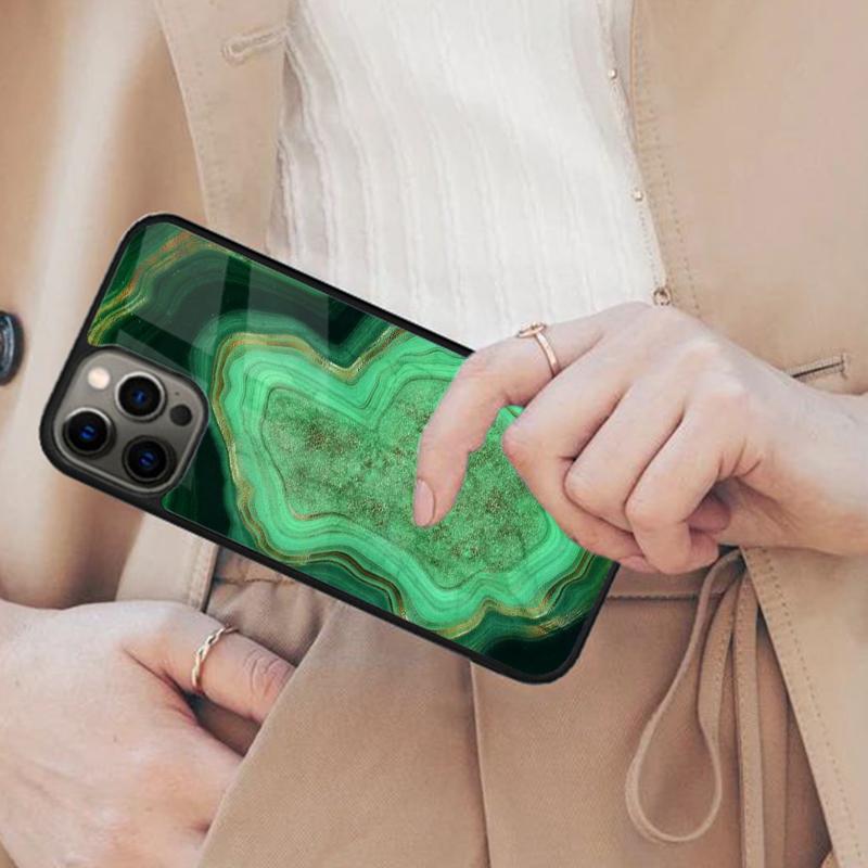 Золотой Индиго Искусственный Малахит Магнитный Чехол для Телефона ДЛЯ APPLE iPhone 17 Air 16 14 13 12 Pro Max 15 Plus Беспроводная Зарядка MagSafe Чехол