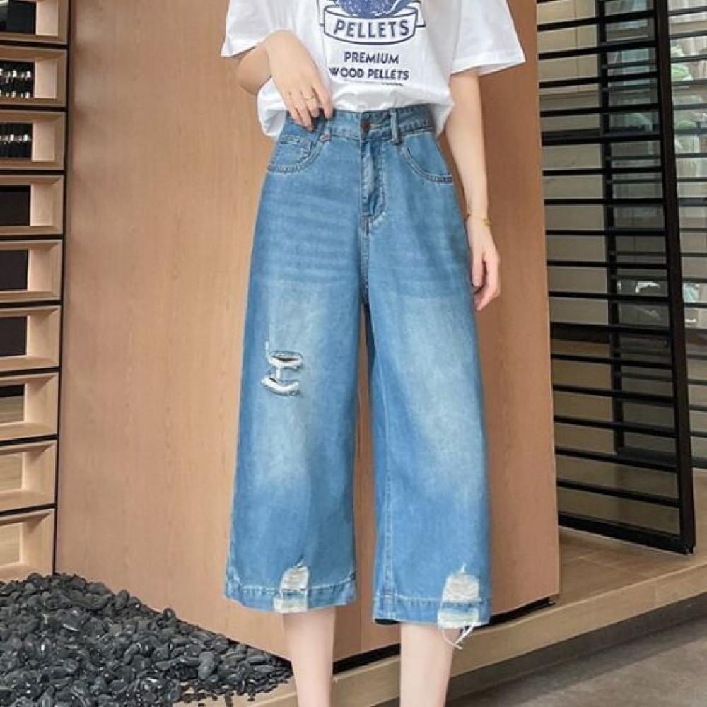 Navava Men Vintage Mood Cutting Wide 7 10 Denim Pants Np379