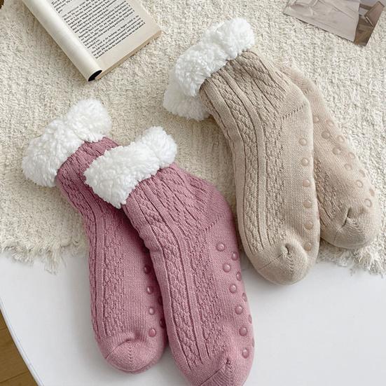 Fuzzy Warm Slipper Socks for Women Cozy Fluffy Fleece Lined Home Floor Socks with Grippers Winter Soft Thermal Sleep Socks