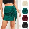 Однотонная юбка-плиссе с завязками на запястье, сексуальная, с высокой талией, на молнии, атласная юбка-бюстье для женщин, летняя, женская, удобная, элегантная и премиум-класса