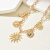 Sun Ray Necklace Vintage Alloy Accessories Spiral Personality Relief Portrait Moon Collarbone Chain Woman