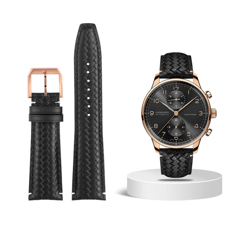 Высококачественный плетеный ремешок для часов из коровьей кожи для IWC IW344205 IW371614 IW500713 PORTUGIESER Portofino Синий мягкий кожаный ремешок для часов 22 мм