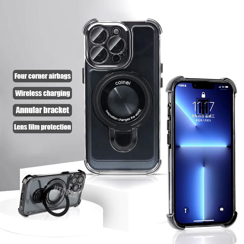 Новый прочный магнитный держатель-кольцо Magsafe для iPhone 16 15 14 13 11 12 Pro Max Plus, противоударный, тонкий, с гальваническим покрытием, прозрачный чехол