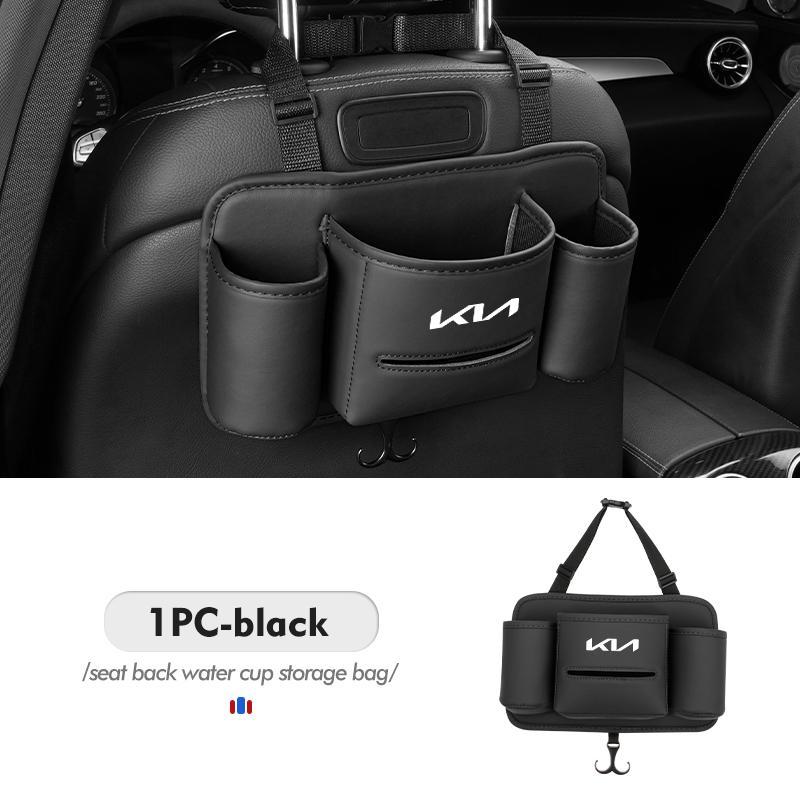 Car Seat Back Leather Hanging Tissue Water Cup Storage Bag For KIA Stinger Optima Cerato Soul Venga Forte Spectra Sedona hbsp50