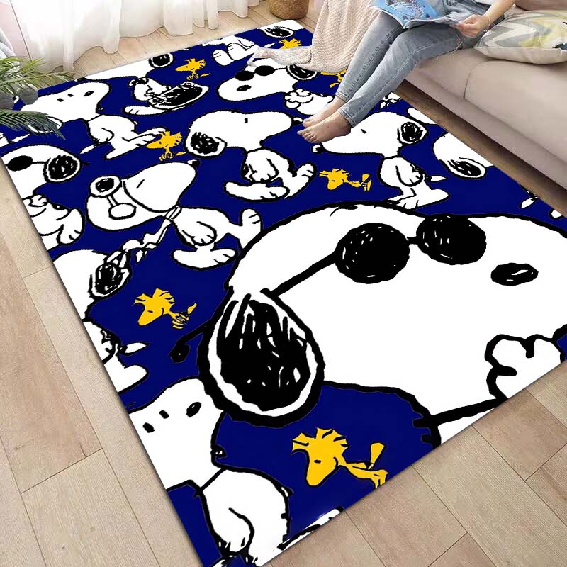 Non-slip area rug for living room with Snoopy cartoon design, soft rug for bedroom, children's playroom, sofa, home decor, doorm