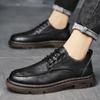 Leather Shoes Men's Winter Fashion Versatile British Style Casual Leather Shoes Men's Low-top Martin Boots Business 2024 New Men's