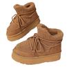 Women's Winter Warm Faux Suede Fleece Snow Boots Non-Slip Chunky Platform Faux Fur Lined Ankle Booties Shoes for Women Fuzzy Walking Short Boots