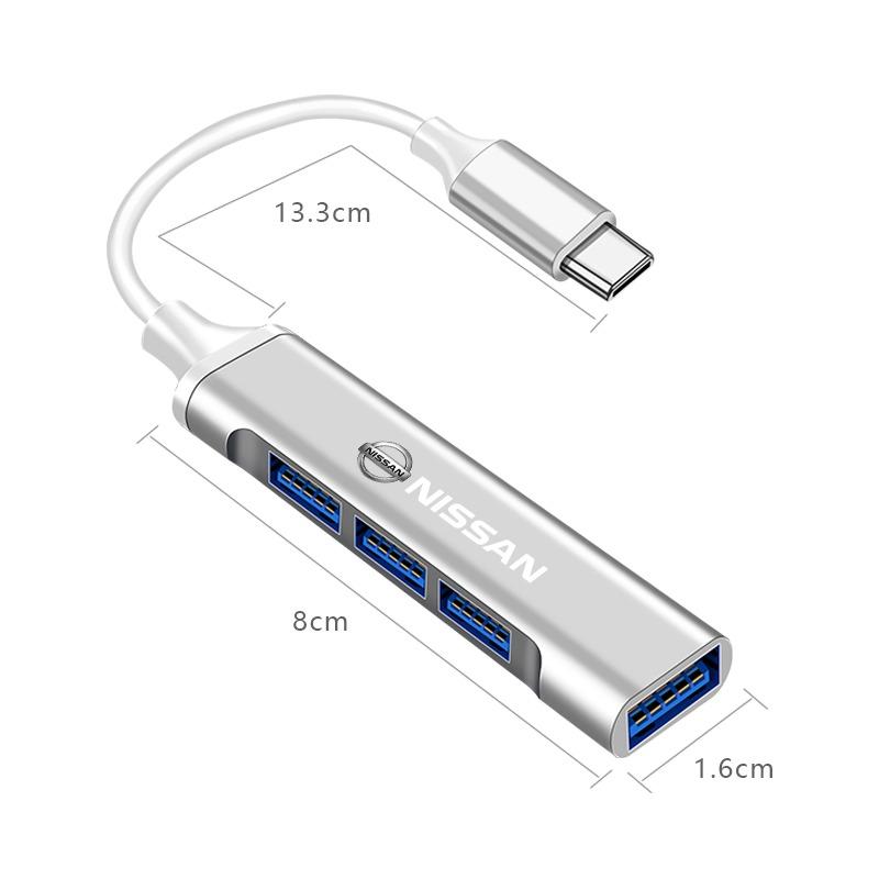 1 шт. Адаптер Type-C на USB Многопортовый распределитель-хаб Автотовары для Nissan Nismo Qashqai X J10 Trail Tiida Teana Skyline Juke X-trail Almera