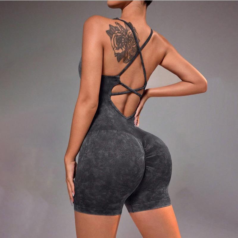 Backless One Piece Peach Butt Sports Stretch High Waisted Hip Lifting Fitness Jumpsuit