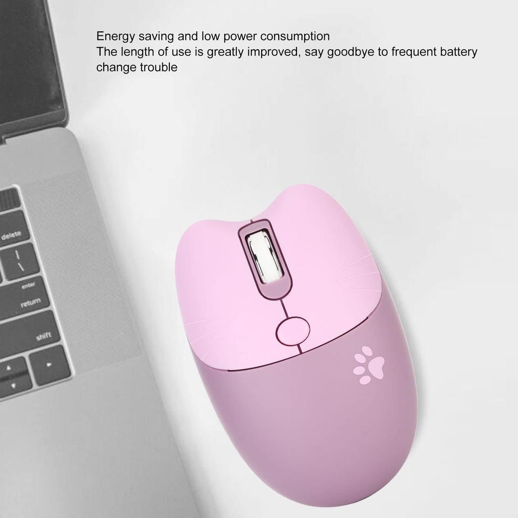 Cute Cat Wireless Wireless Silent Mouse with DPI Portable Cute Shape Wireless Mouse with USB Receiver for and Laptops Mouse, 2.4GHz 3-Level