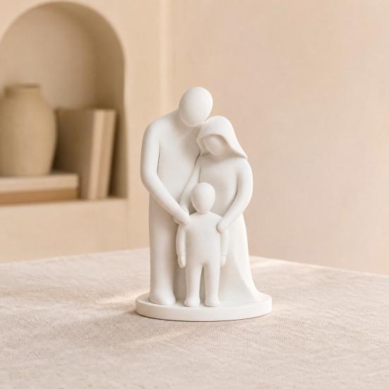 Family of 3 Figurine, 3D Printed Parents And Kids Statue, Minimalist Abstract Family Sculpture for Living Room Bedroom Shelf Desk Decor