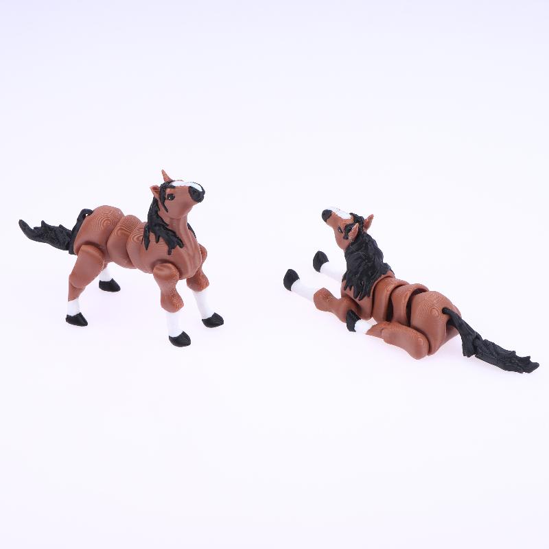 3D-печатная статуэтка лошади, многосуставная, подвижная, коричневая фигурка лошади, украшение для дома, офиса, рабочего стола, креативные подарки
