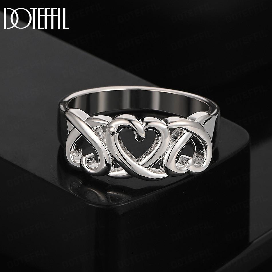 925 Sterling Silver Heart Ring Fashion Charm Wedding Jewelry
