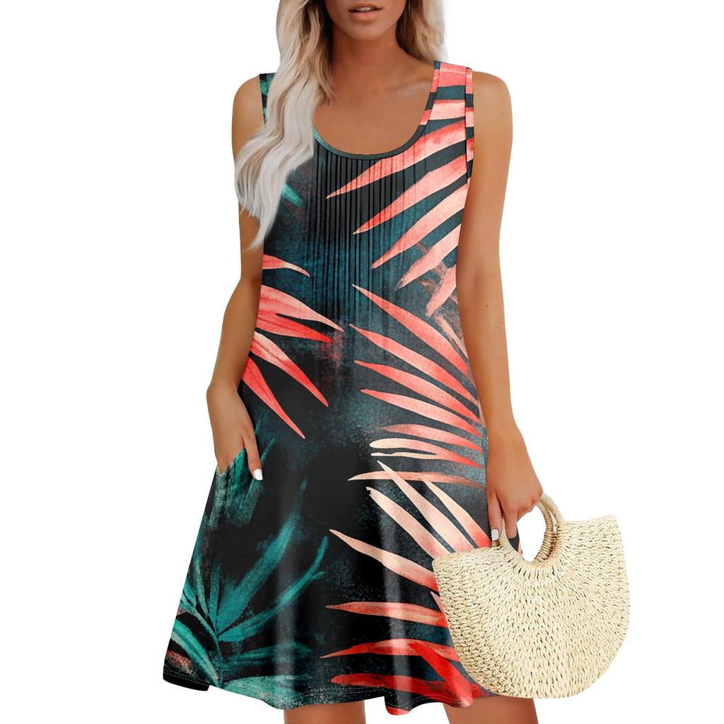 Женский повседневный сарафан с карманами, летнее пляжное платье в стиле бохо, праздничные платья для женщин, платья-майки