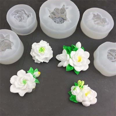 3D силиконовая форма для гардении и жасмина, шоколадная помадка, мусс, автомобильная ароматерапия, восковой лист, гипсовая эпоксидная форма