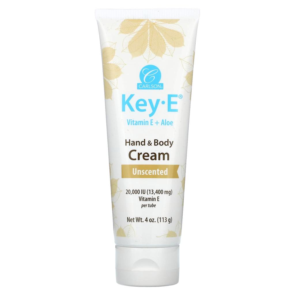 Key E, Vitamin E + Aloe, Hand & Body Cream, Fragrance Free, 113G(4Oz)
