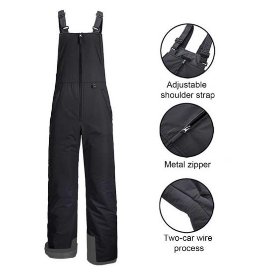 Waterproof Ski Pants Women Ski Bib Insulated Overalls Thickened Adjustable Shoulder Strap