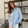 Женская повседневная полосатая рубашка с длинным рукавом на пуговицах, удобного кроя
