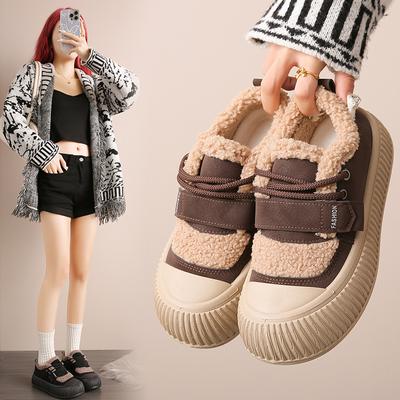 Женская осенне-зимняя удобная теплая обувь, мокасины с круглым носком для поездок на работу