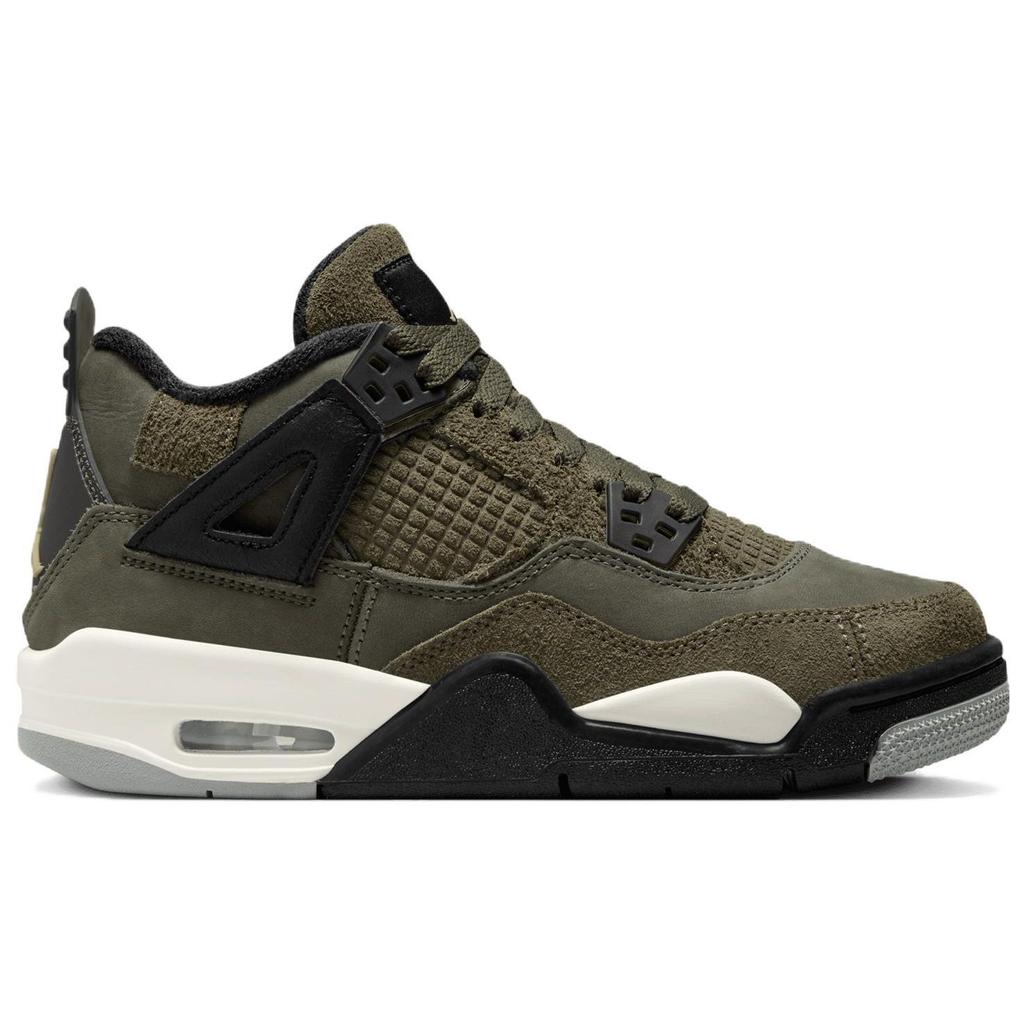 Детские кроссовки Air Jordan 4 Retro SE Craft GS Olive зеленые средне-оливковые бледно-ванильные FB9928-200