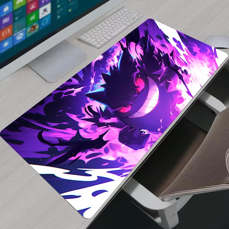 Mouse Pad XXL Gaming Desk Mat PPokemon Gengar Play Mat Computer Gamer Cabinet NonSlip Rubber Base Stitched Edge Keyboard Pad
