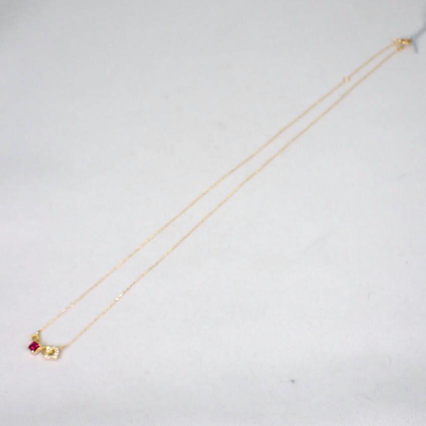 [New] K18 Ruby Diamond Pendant Necklace [i2-8]