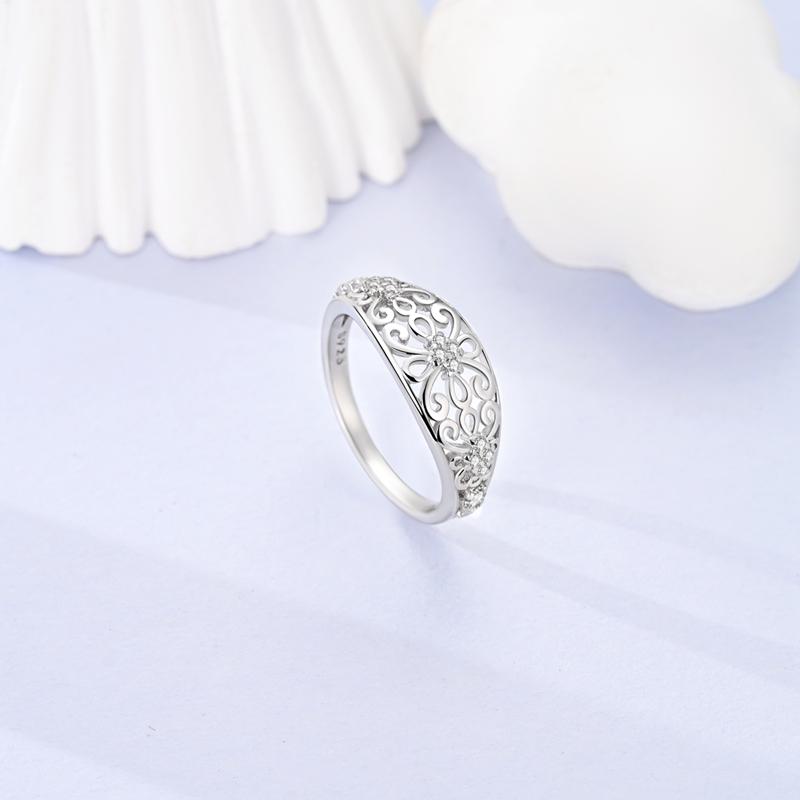 Original Rings 925 Silver Simple Sparkling Heart Bow Dragon Firefly Star Moon Ring for Women Girls Wedding Jewelry Gift