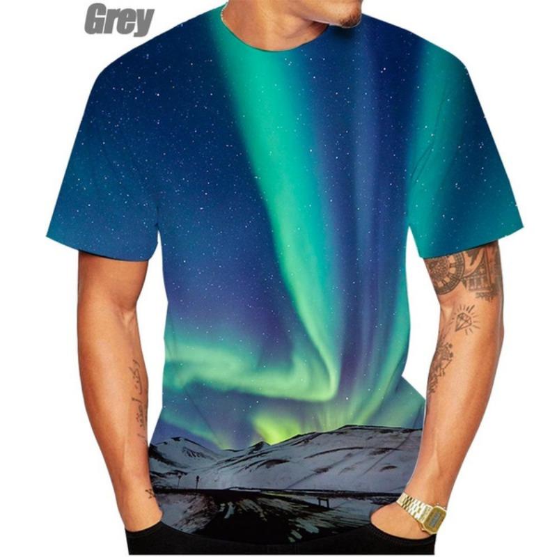 Модная красочная футболка с коротким рукавом Aurora Galaxy с 3D-принтом, повседневная космическая рубашка унисекс, персонализированный топ